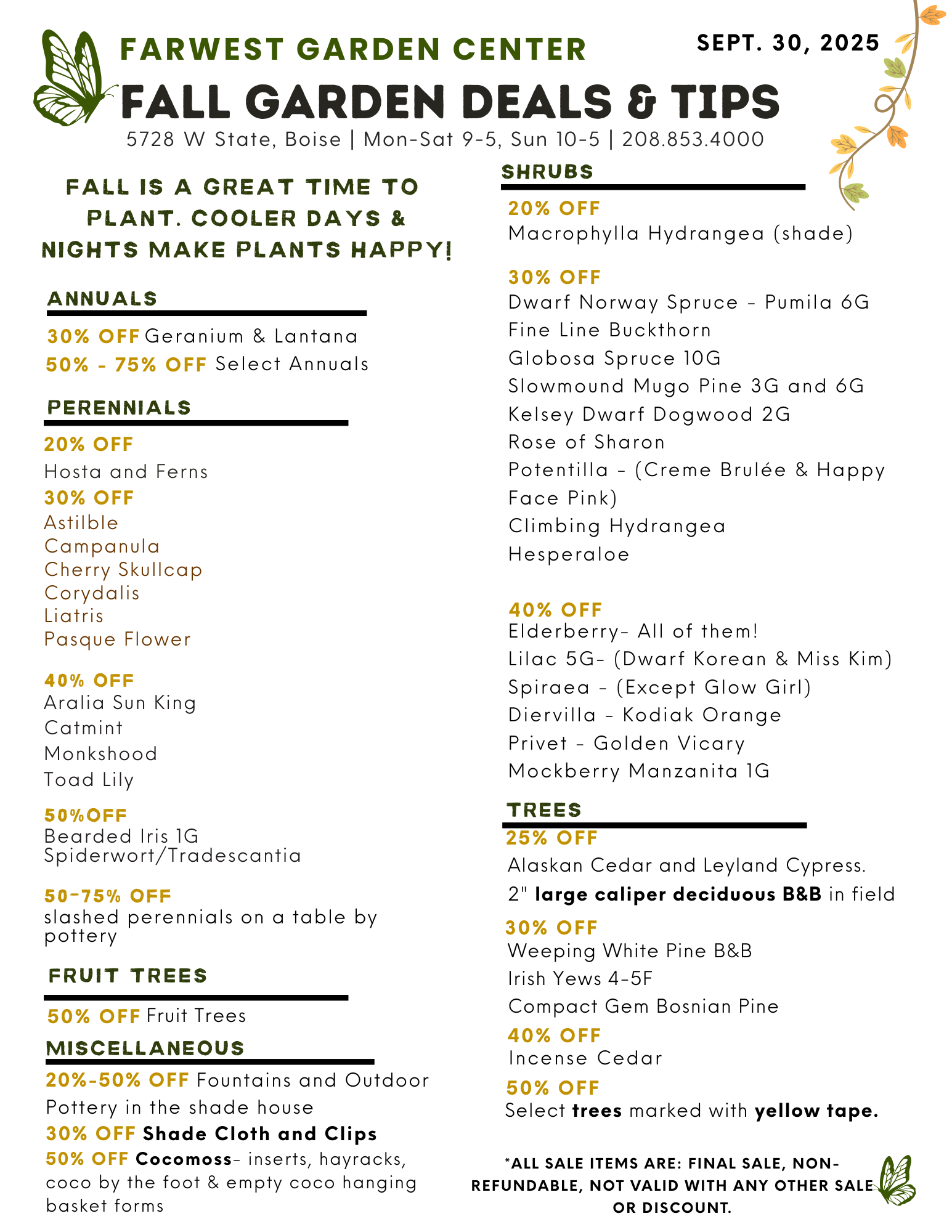 FarWest Fall Sale